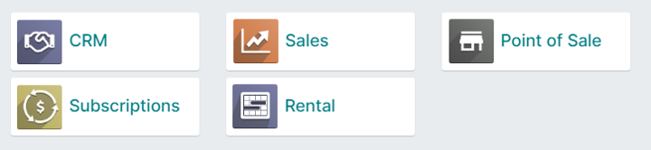 odoo crm, sales, point of sale, subscriptions, rental