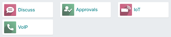 Odoo Productivity consists of Discuss, Approvals, Internet of Things (IoT), Voice over IP (VoIP)